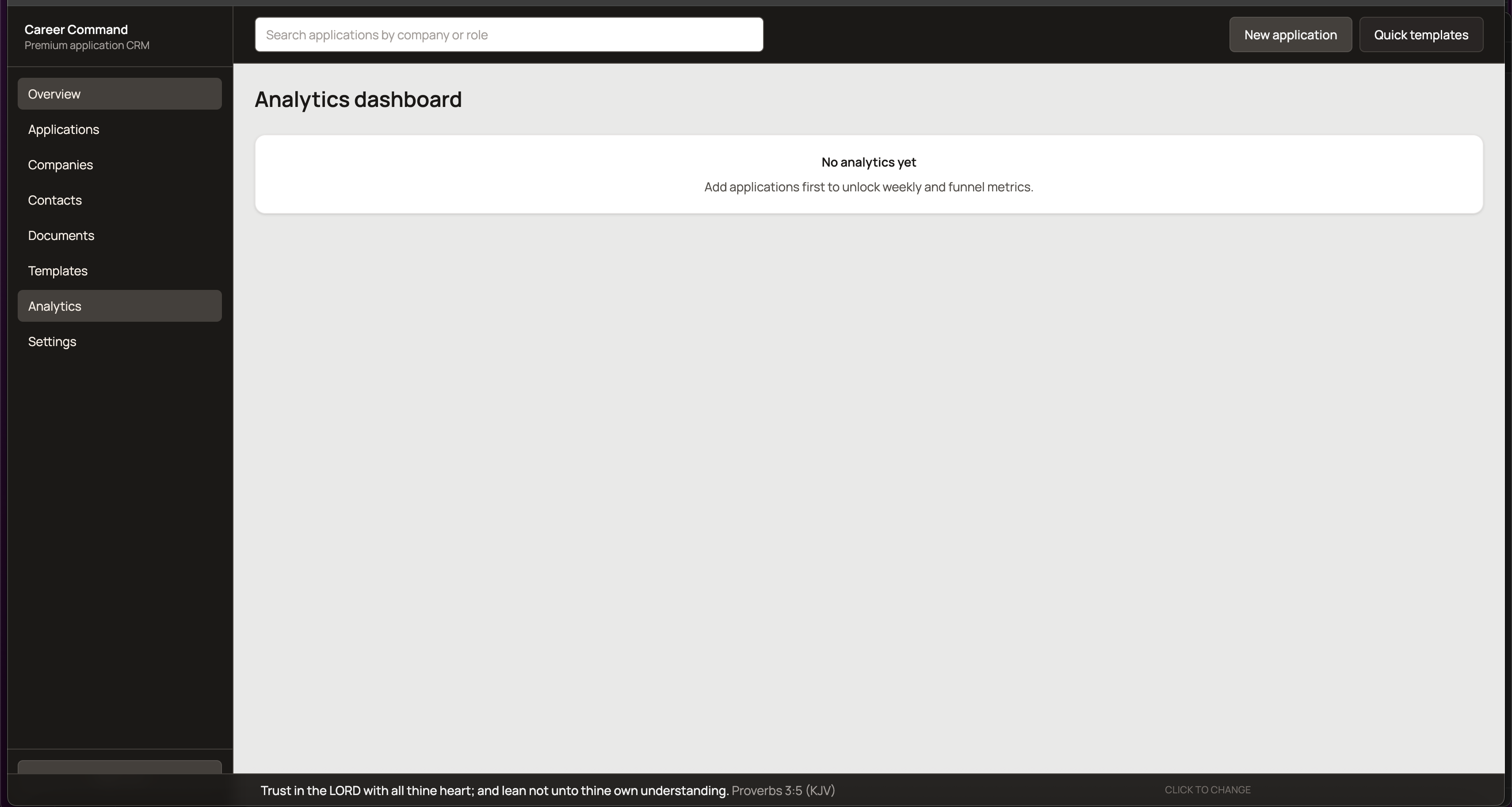 Application Command Centre analytics dashboard