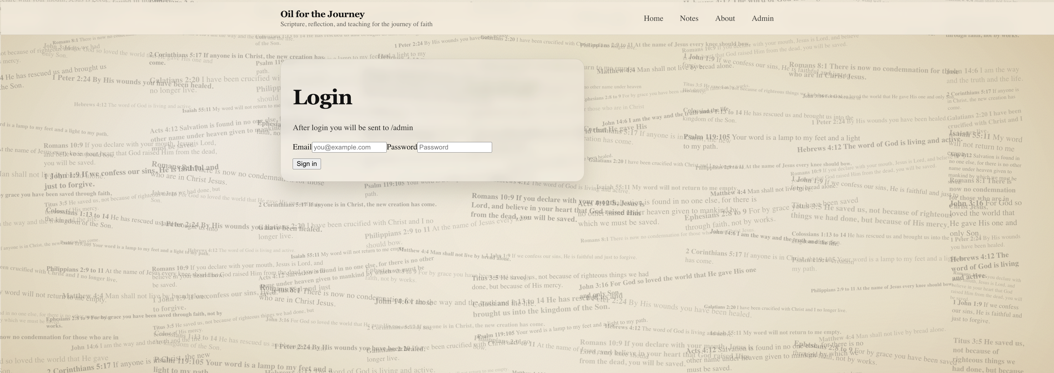 Login page